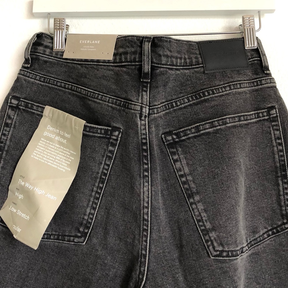 NWT Everlane The Way High Organic Cotton Straight Leg Jeans | Black, Size 30 - Picture 6 of 12